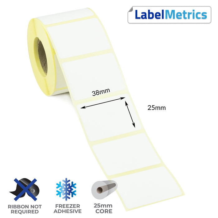 38 x 25mm Direct Thermal Labels - Freezer Adhesive