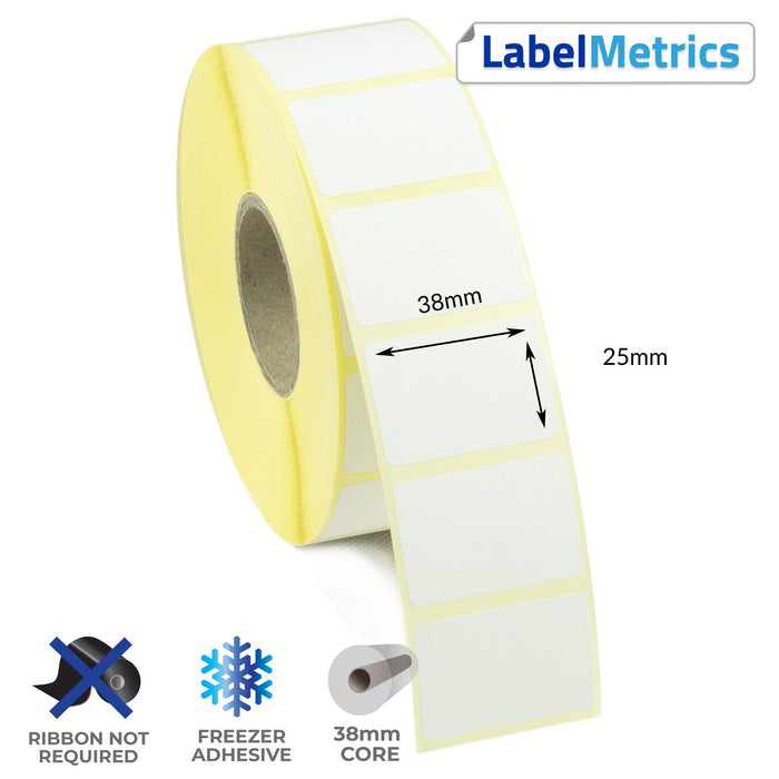 38 x 25mm Direct Thermal Labels - Freezer Adhesive