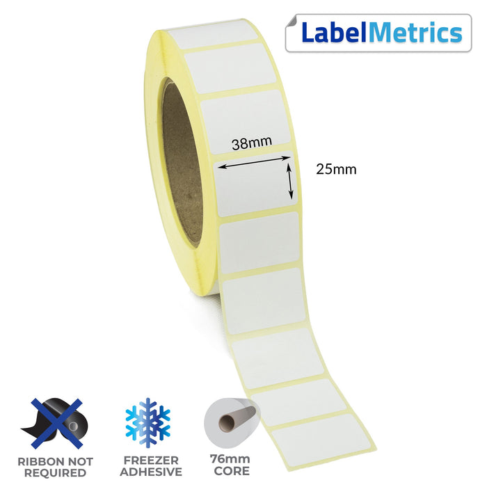 38 x 25mm Direct Thermal Labels - Freezer Adhesive