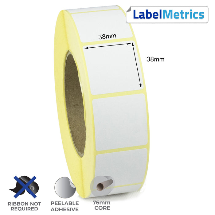 38 x 38mm Direct Thermal Labels - Removable Adhesive