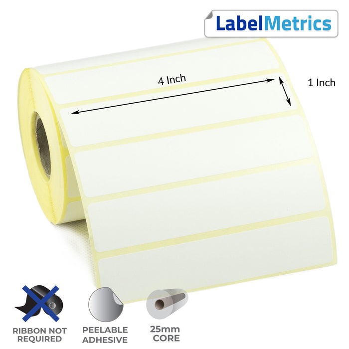 4x1 Inch Direct Thermal Labels - Removable Adhesive