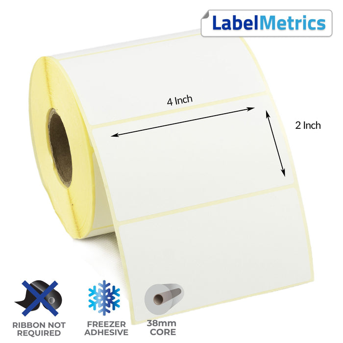 4x2 Inch Direct Thermal Labels - Freezer Adhesive