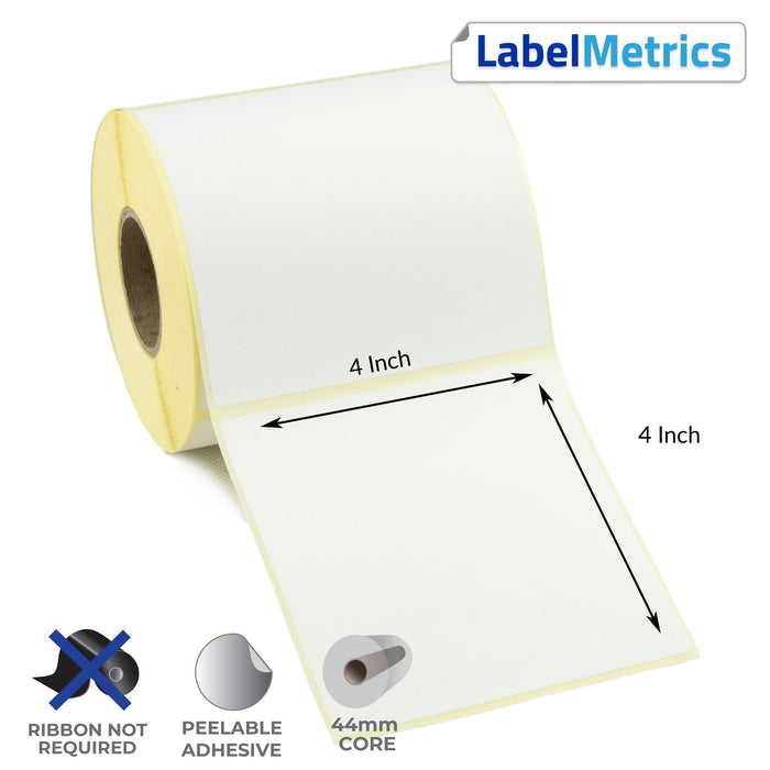 4x4 Inch Direct Thermal Labels - Removable Adhesive