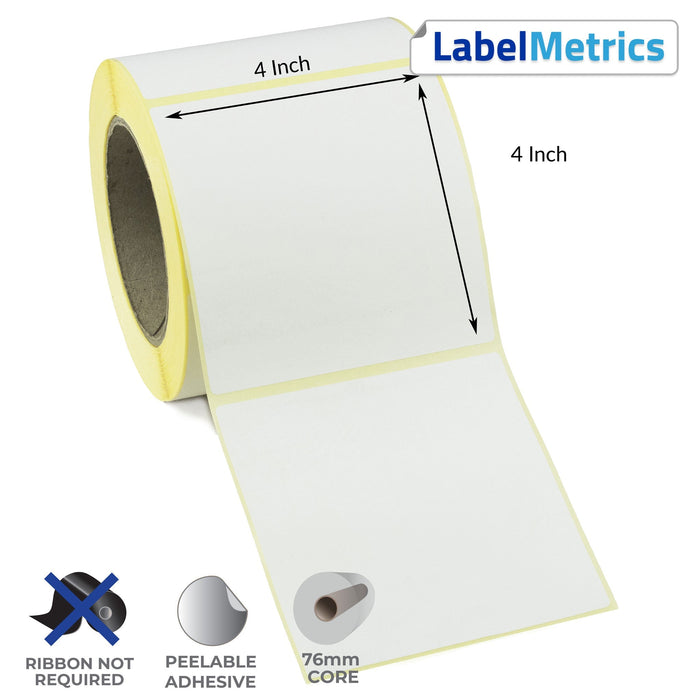 4x4 Inch Direct Thermal Labels - Removable Adhesive