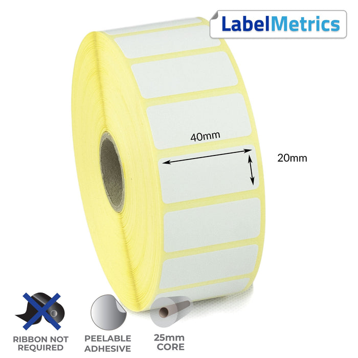 40 x 20mm Direct Thermal Labels - Removable Adhesive