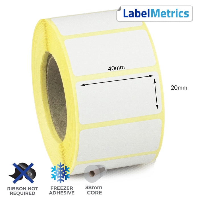 40 x 20mm Direct Thermal Labels - Freezer Adhesive