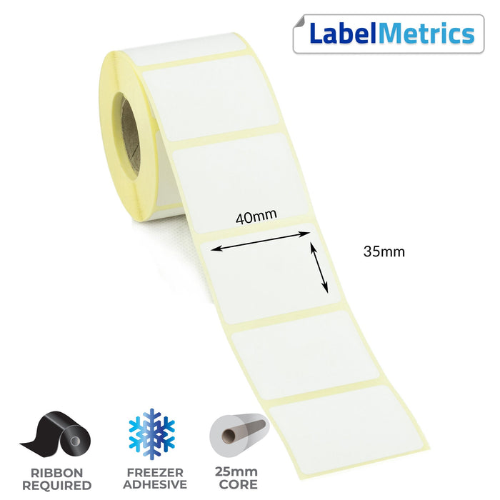 40 x 35mm Thermal Transfer Labels - Freezer Adhesive