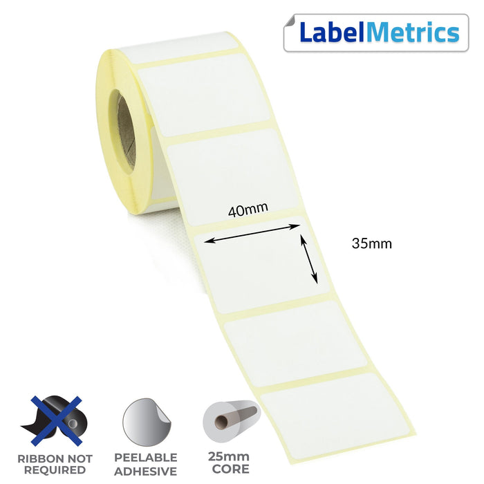 40 x 35mm Direct Thermal Labels - Removable Adhesive