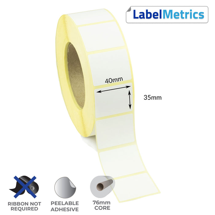 40 x 35mm Direct Thermal Labels - Removable Adhesive