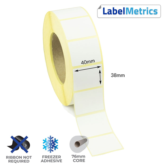 40 x 38mm Direct Thermal Labels - Freezer Adhesive