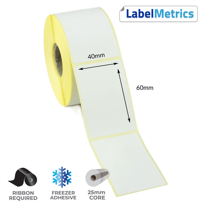 40 x 60mm Thermal Transfer Labels - Freezer Adhesive