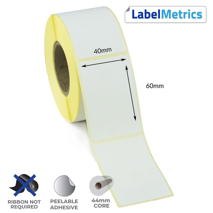 40 x 60mm Direct Thermal Labels - Removable Adhesive