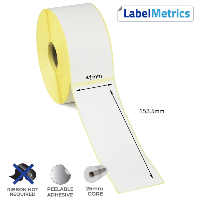 41 x 153.5mm Direct Thermal Labels - Removable Adhesive