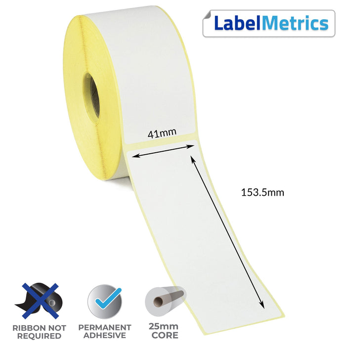 41 x 153.5mm Direct Thermal Labels - Permanent Adhesive