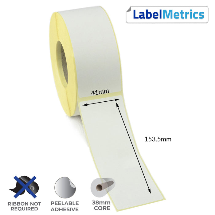 41 x 153.5mm Direct Thermal Labels - Removable Adhesive