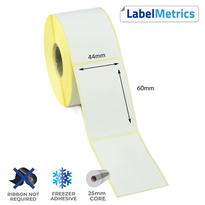 44 x 60mm Direct Thermal Labels - Freezer Adhesive