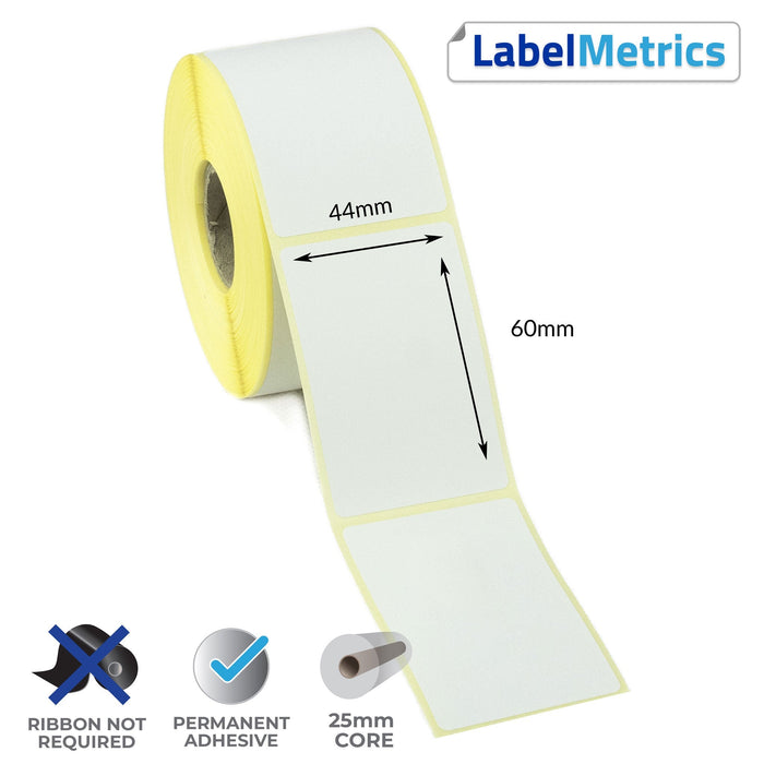 44 x 60mm Direct Thermal Labels - Permanent Adhesive