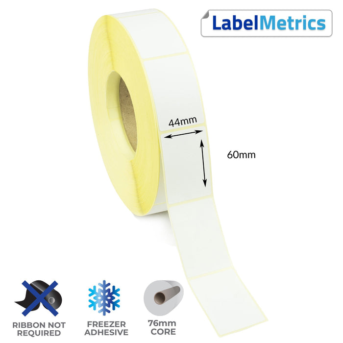 44 x 60mm Direct Thermal Labels - Freezer Adhesive