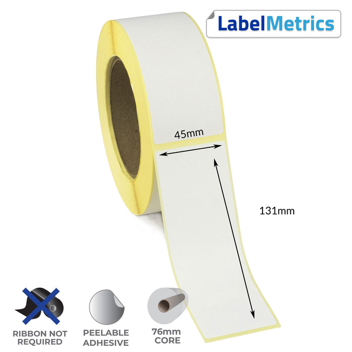 45 x 131mm Direct Thermal Labels - Removable Adhesive