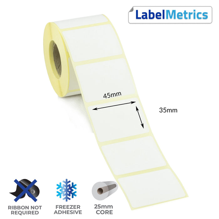 45 x 35mm Direct Thermal Labels - Freezer Adhesive