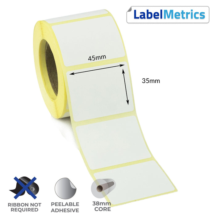 45 x 35mm Direct Thermal Labels - Removable Adhesive