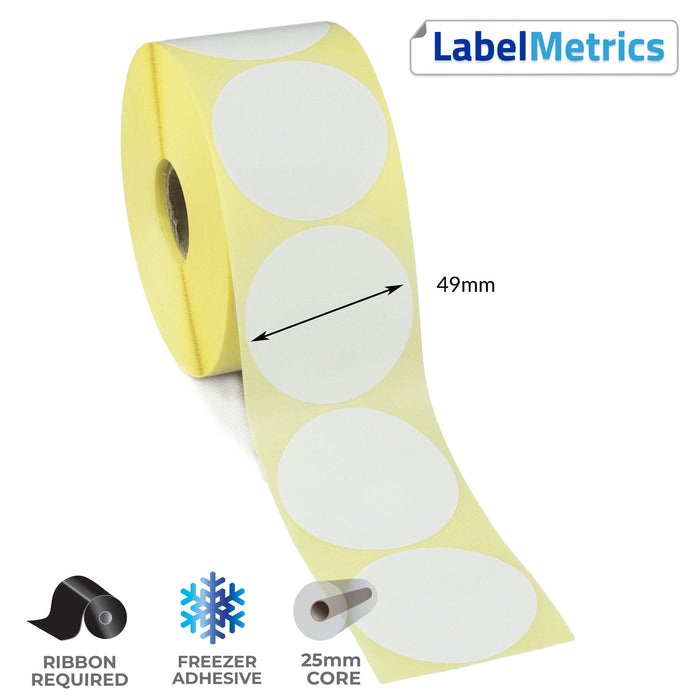 49mm Diameter Thermal Transfer Labels - Freezer Adhesive