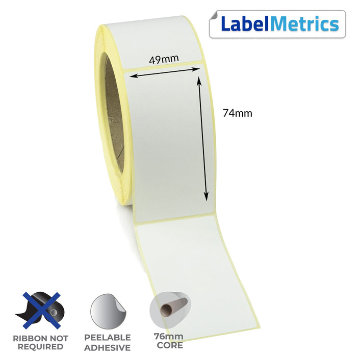 49 x 74mm Direct Thermal Labels - Removable Adhesive