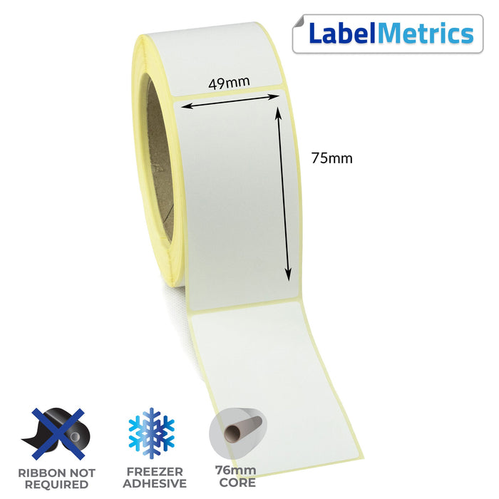 49 x 75mm Direct Thermal Labels - Freezer Adhesive