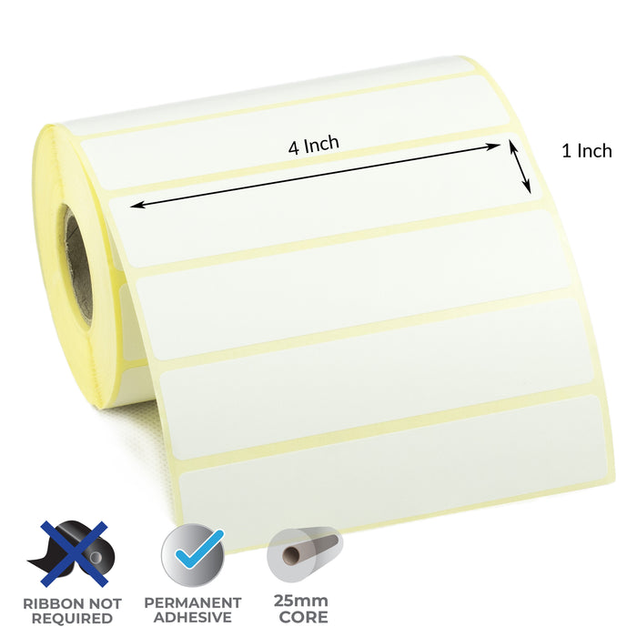 4x1 Inch Direct Thermal Labels - Permanent Adhesive