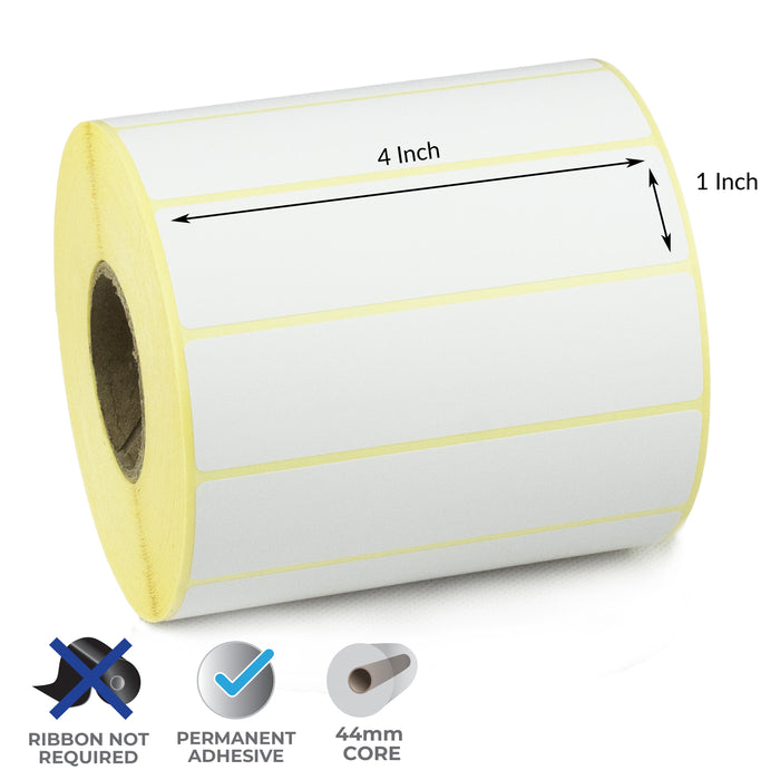 4x1 Inch Direct Thermal Labels - Permanent Adhesive