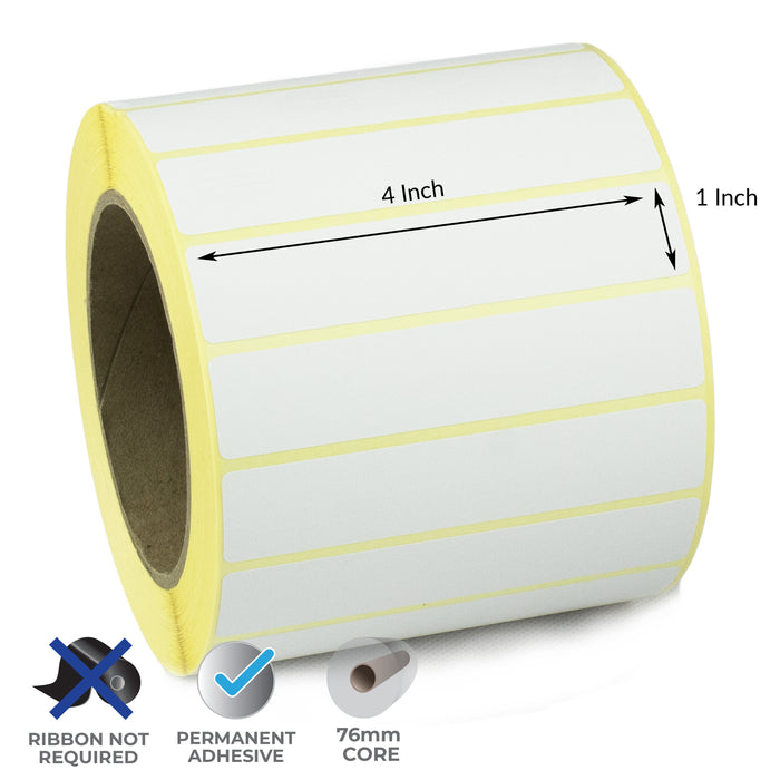 4x1 Inch Direct Thermal Labels - Permanent Adhesive