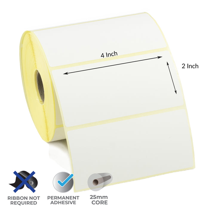 4x2 Inch Direct Thermal Labels - Permanent Adhesive