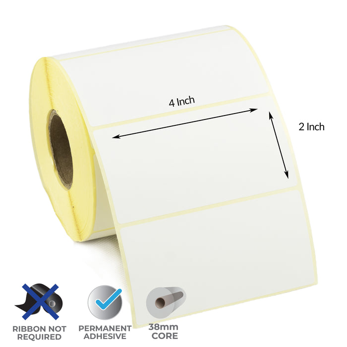 4x2 Inch Direct Thermal Labels - Permanent Adhesive