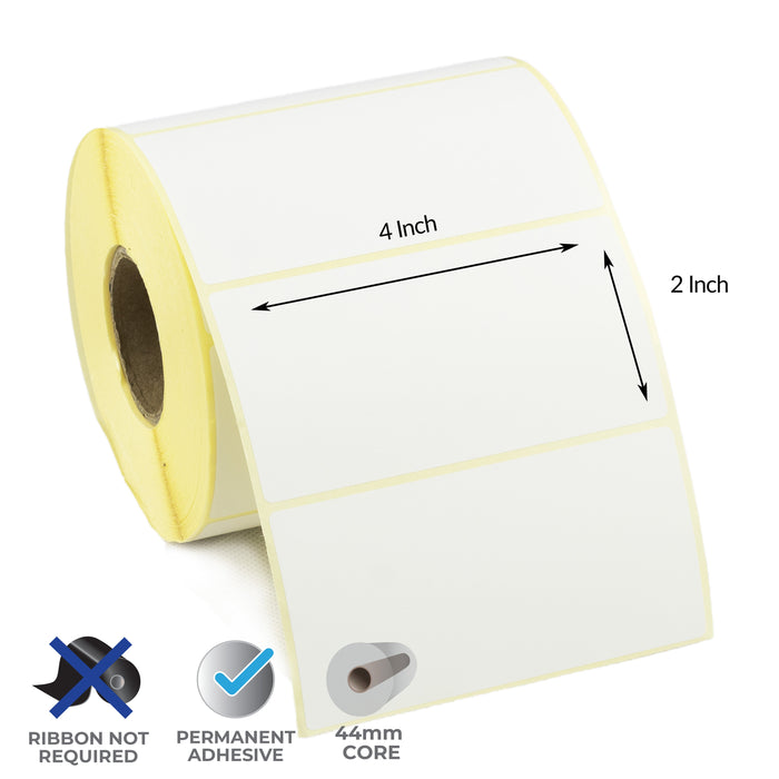 4x2 Inch Direct Thermal Labels - Permanent Adhesive