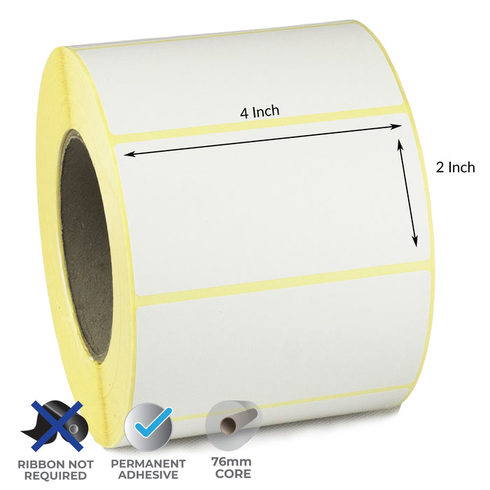 4x2 Inch Direct Thermal Labels - Permanent Adhesive