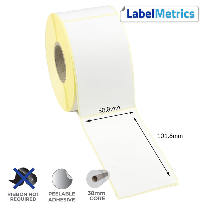 50.8 x 101.6mm Direct Thermal Labels - Removable Adhesive