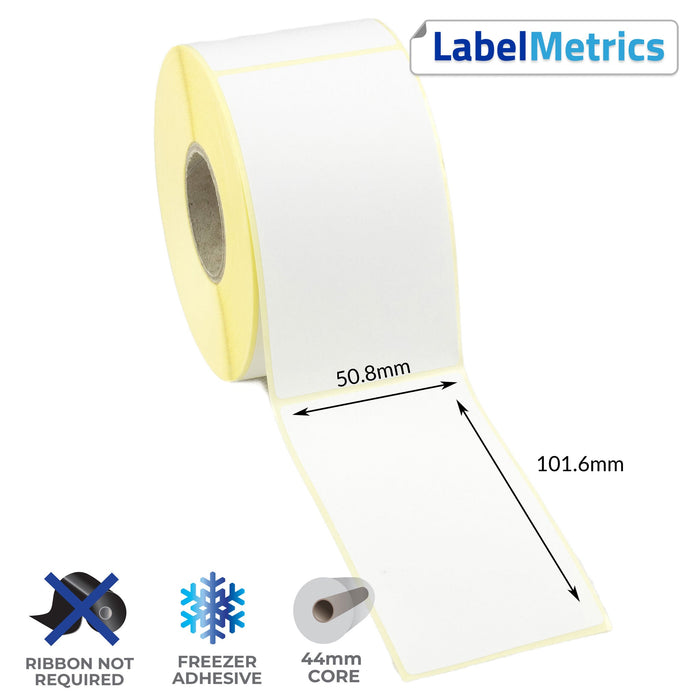 50.8 x 101.6mm Direct Thermal Labels - Freezer Adhesive