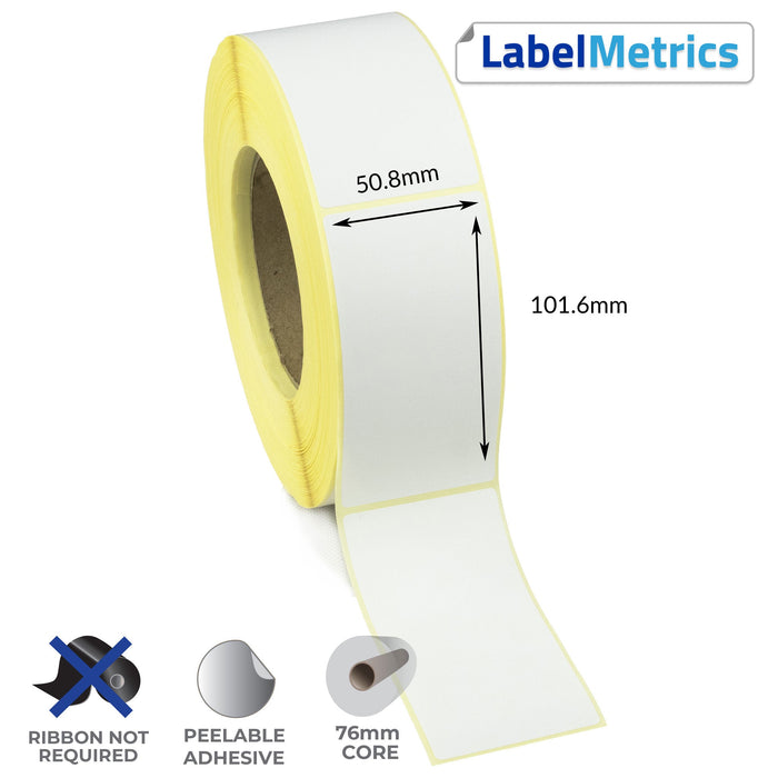 50.8 x 101.6mm Direct Thermal Labels - Removable Adhesive