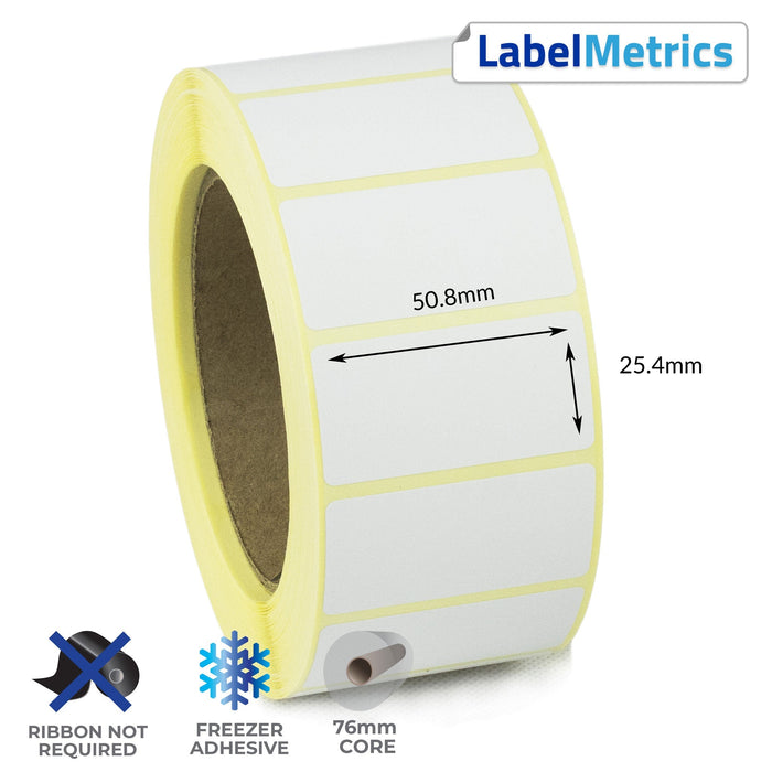 50.8 x 25.4mm Direct Thermal Labels - Freezer Adhesive