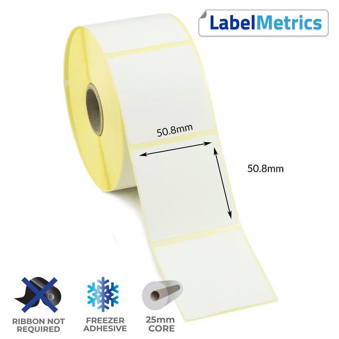 50.8 x 50.8mm Direct Thermal Labels - Freezer Adhesive