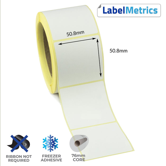 50.8 x 50.8mm Direct Thermal Labels - Freezer Adhesive