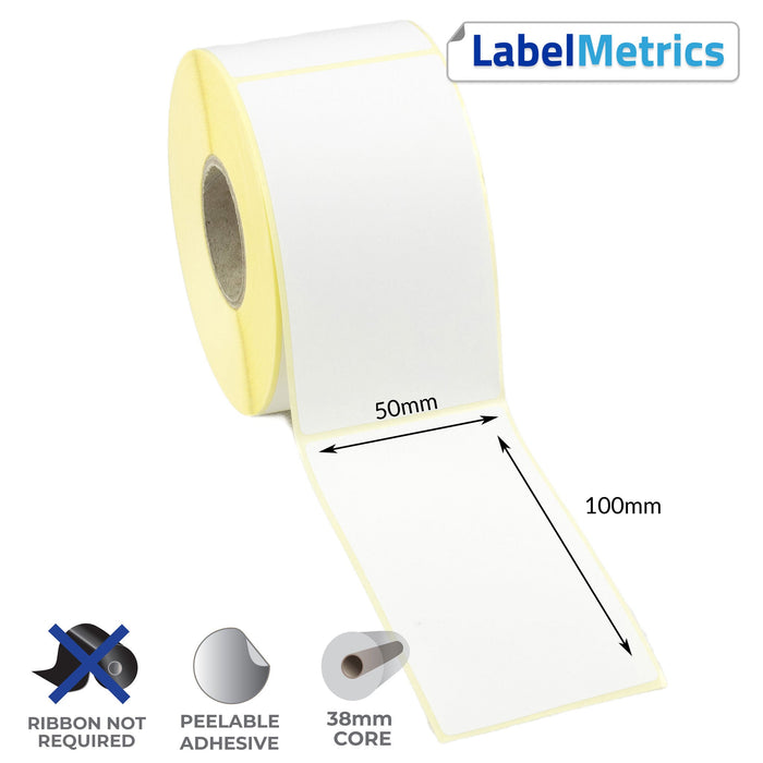 50 x 100mm Direct Thermal Labels - Removable Adhesive