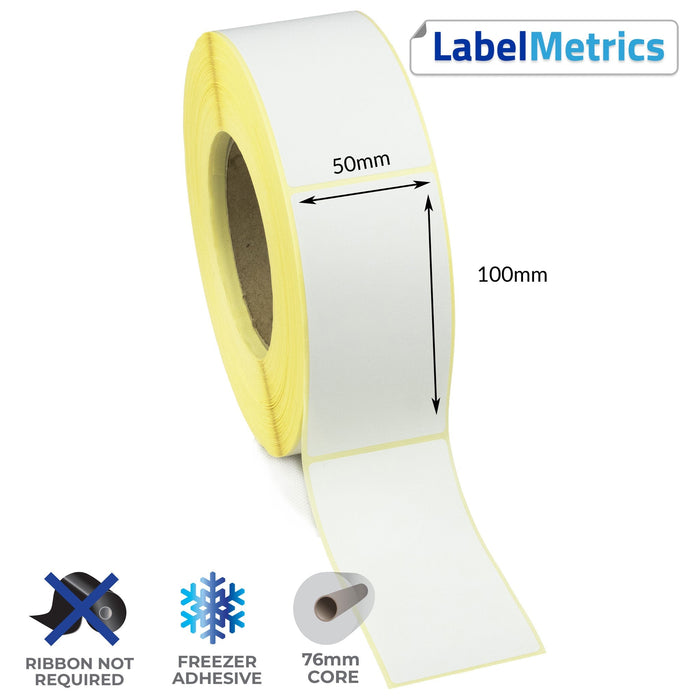 50 x 100mm Direct Thermal Labels - Freezer Adhesive