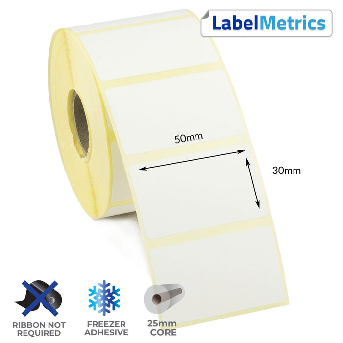 50 x 30mm Direct Thermal Labels - Freezer Adhesive