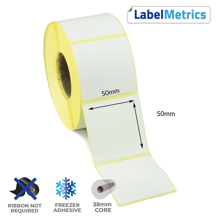 50 x 50mm Direct Thermal Labels - Freezer Adhesive