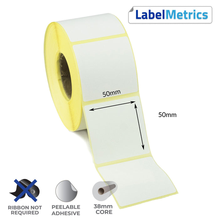 50 x 50mm Direct Thermal Labels - Removable Adhesive