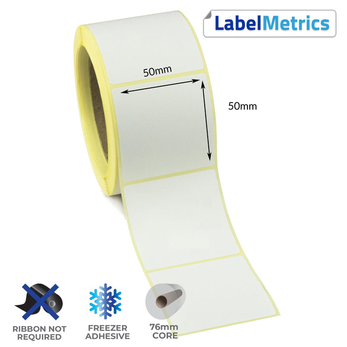 50 x 50mm Direct Thermal Labels - Freezer Adhesive