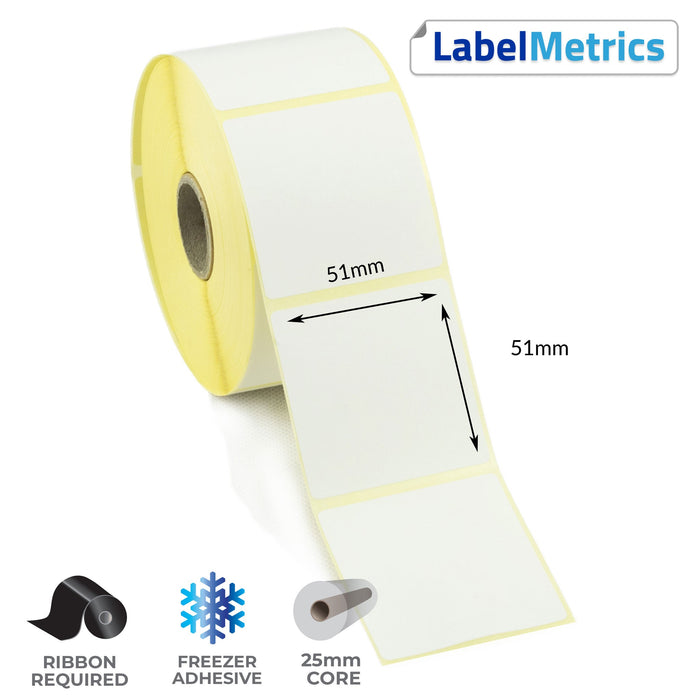 51 x 51mm Thermal Transfer Labels - Freezer Adhesive