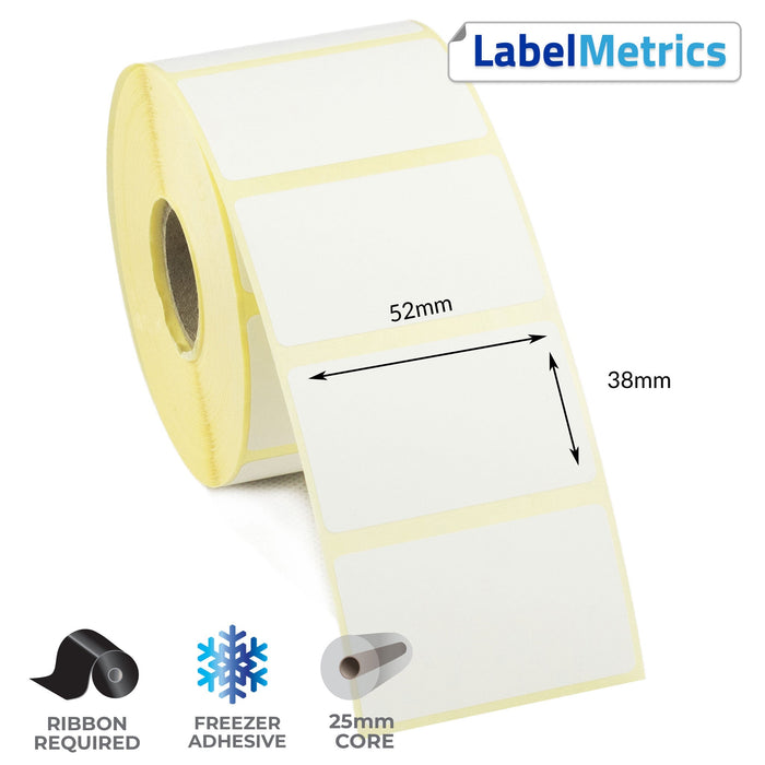 52 x 38mm Thermal Transfer Labels - Freezer Adhesive