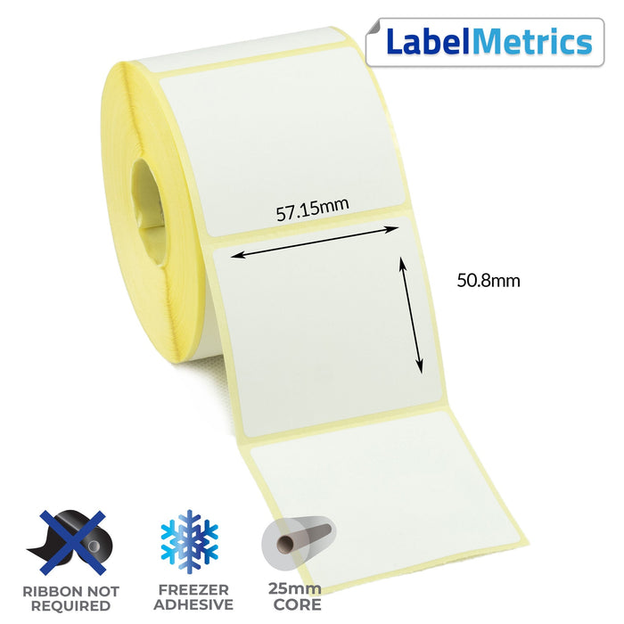 57.15 x 50.8mm Direct Thermal Labels - Freezer Adhesive